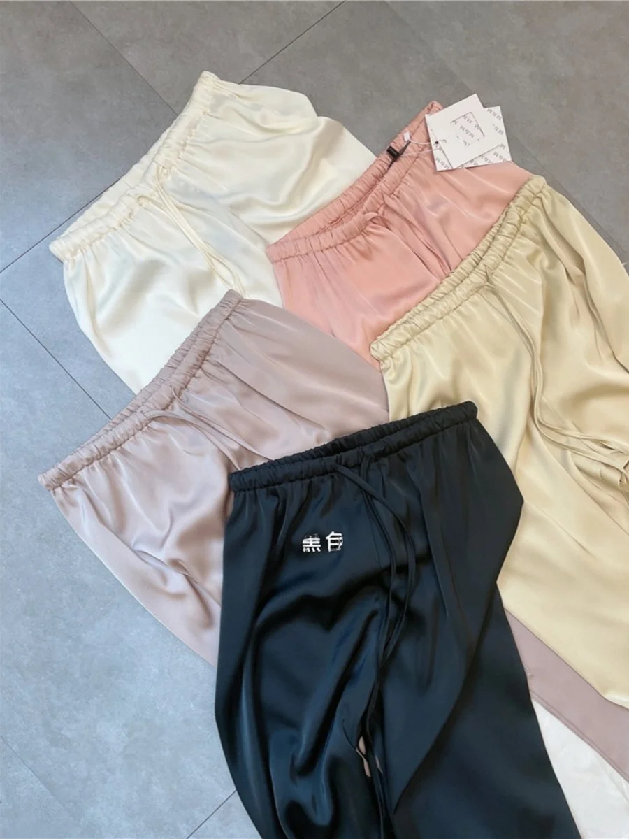 

Emily Clud Recommended Acidic Silk Wide Leg Pants High Waist Straight Cut Cool Feeling Women's Pants Summer 2025 Faion