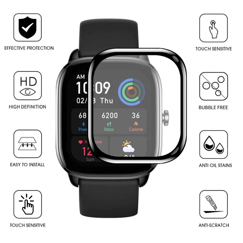 3D Gebogene Rand Weichen Fibre Glas für Huami Amazfit GTS 4 Mini Abdeckung Screen Protector Film für Amazfit GTS4 Mini schutz Film