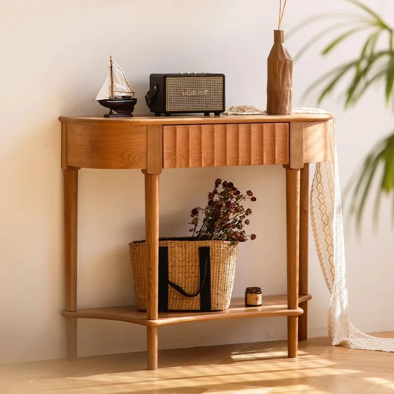 Mesa de almacenamiento con gabinete de madera maciza de cerezo Xuanguantai