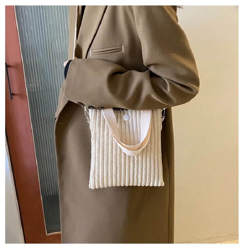 Bolso de cubo de pana, bandolera pequeña coreana, Vertical, informal, para múltiples ocasiones, novedad de otoño, 2023