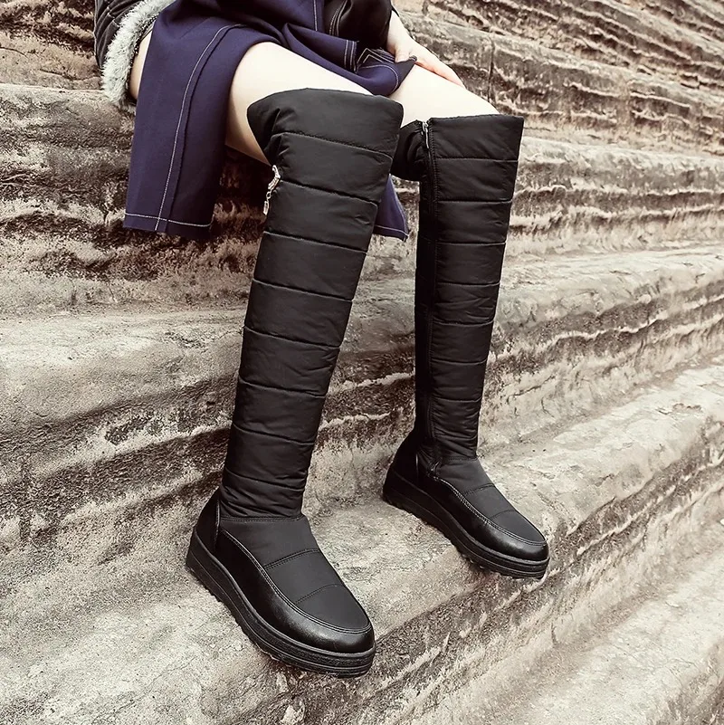 Down Warm Plush High Snow Boots Women 2025 Winter Shoes Platform Women's Over The Knee Boots Female Fashion Fur Waterproof Shoes