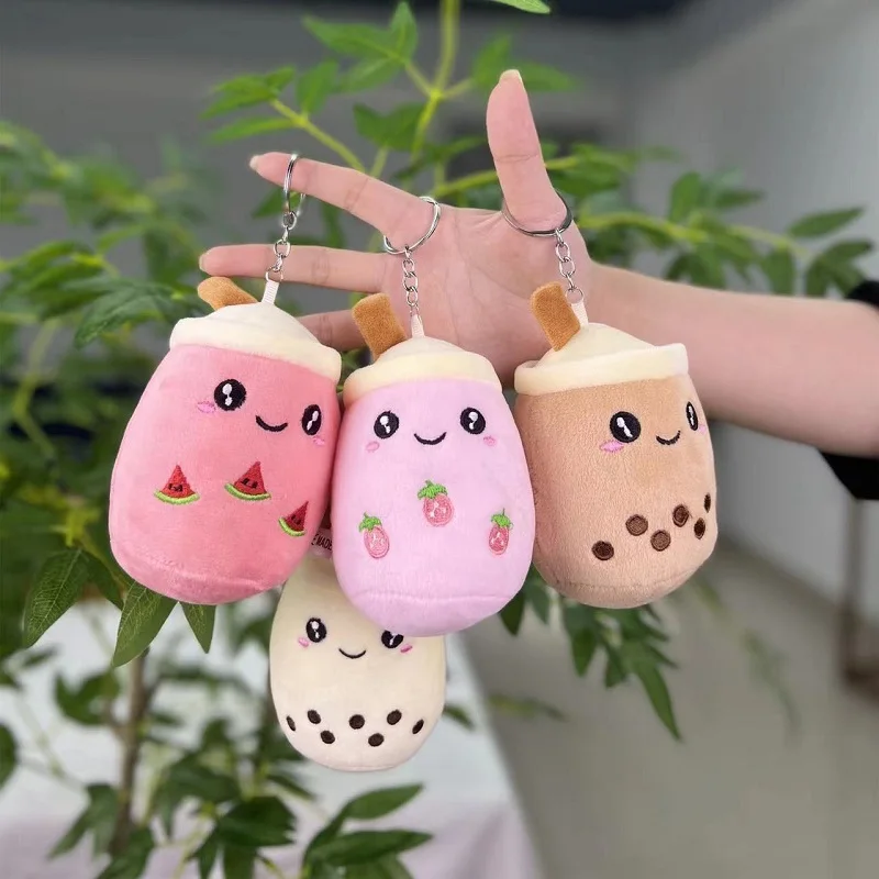 Wypchana herbata bąbelkowa Boba Plushie Brelok do kluczy Fruit Tea Boba Doll Mini pluszowe zabawki Miękka herbata mleczna Poduszka Plecak Dekoracja na prezenty dla dzieci