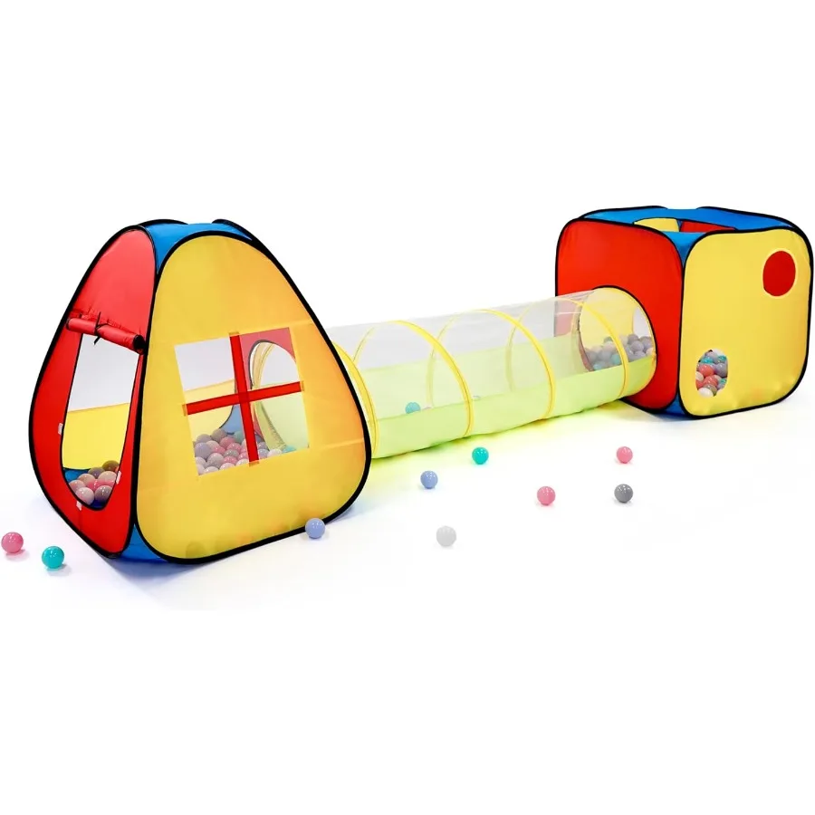Tenda da gioco pop-up per bambini 3 in 1 con tunnel e pozzo per bambini, neonati e bambini piccoli, casetta da gioco per interni/esterni, palline NON incluse