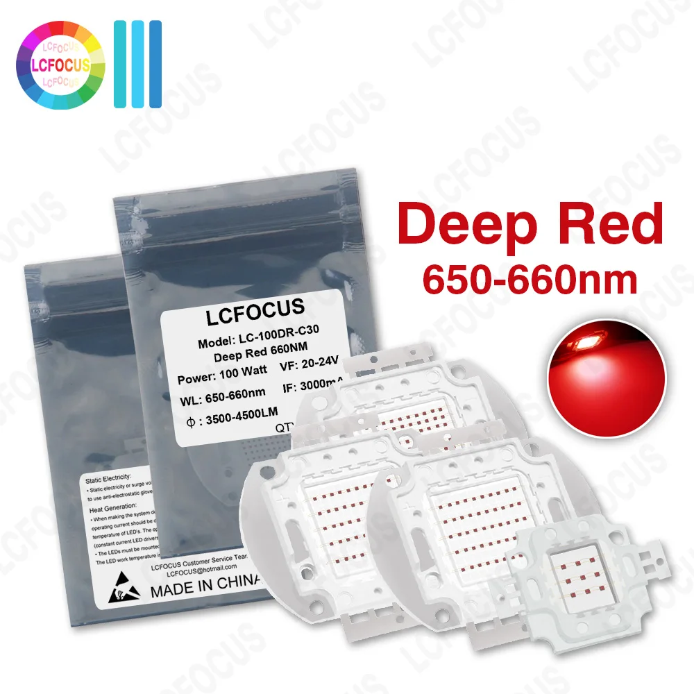 1W 3W 5W 10W 20W 30W 50W 100W chip LED wzrostu głęboka czerwień 650nm 660nm dla roślin domowych akwarium roślina cieplarniana światło do wzrostu