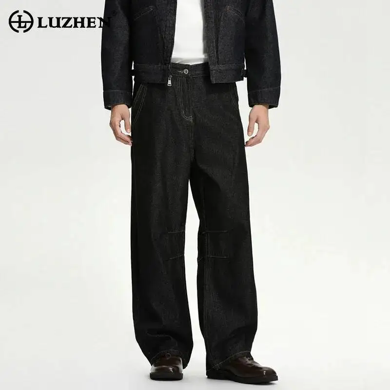 

LUZHEN Casual 2025 Washed New Trendy Straight Solid Color Jeans Men Elegant Handsome High Quality Wide Leg Trousers Male JY7173