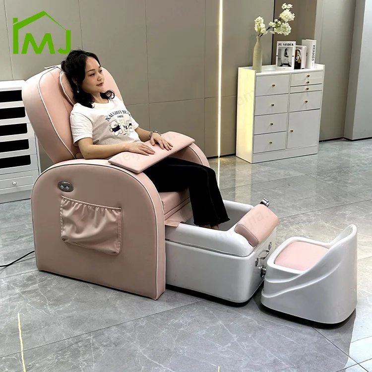 

Multifunction Nail Salon Furniture Reclining Foot Spa Massage Pedicure Chair With Basin