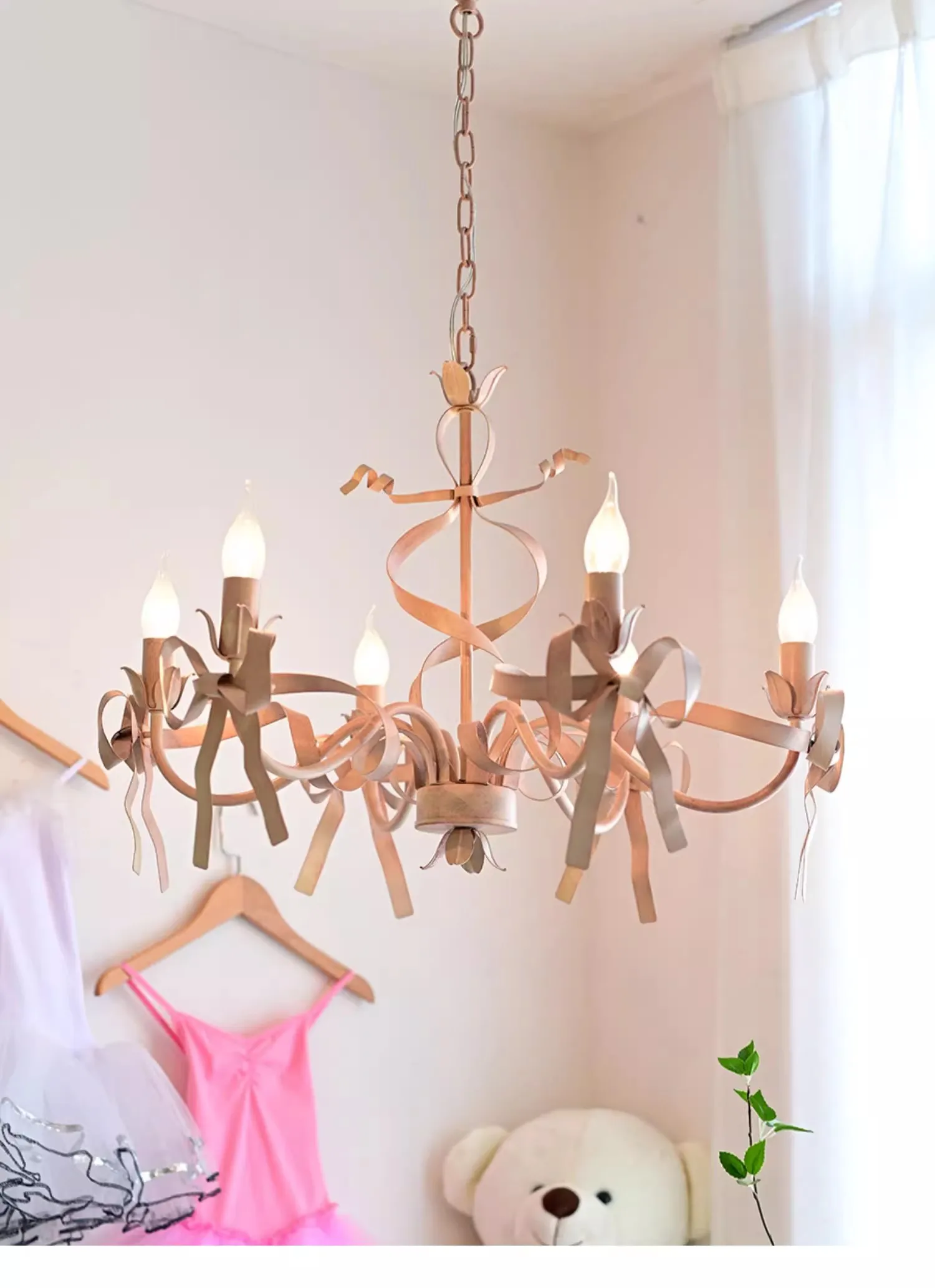 Modern Princess Room Pendant Lights Pink Bow Pendant Lights Kids Room Lights Girls Room Bedroom Clothing Store Pendant Lamp