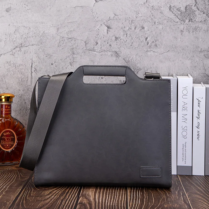 Retro fashion business portable PU leather briefcase