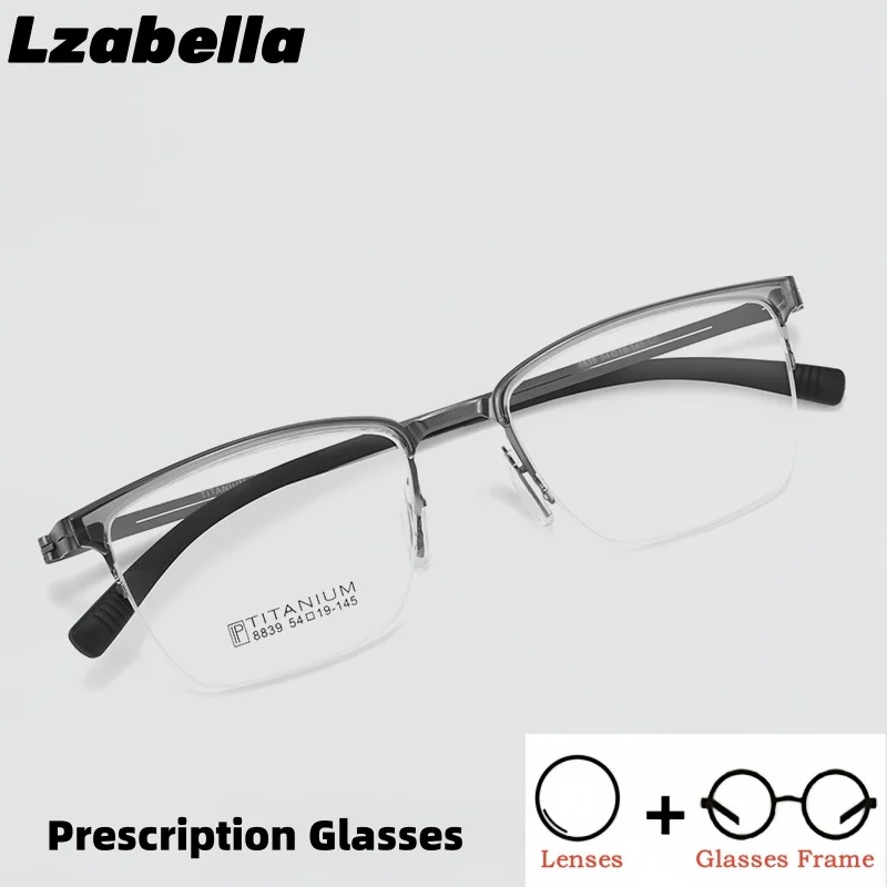 

Slim TR90 Titanium Glasses Frame Men Square Myopia Prescription Eyeglasses Frames Half Rim Optical Male Korean Eyewear C8839T