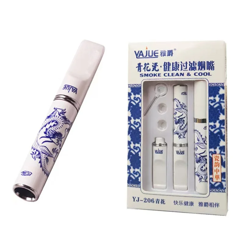 Washable Classic Tobacco Pipe Washable Personal Smoking Filter Reducing Tar Plastic Cigarette Holder Circulation Smoking Gadgets