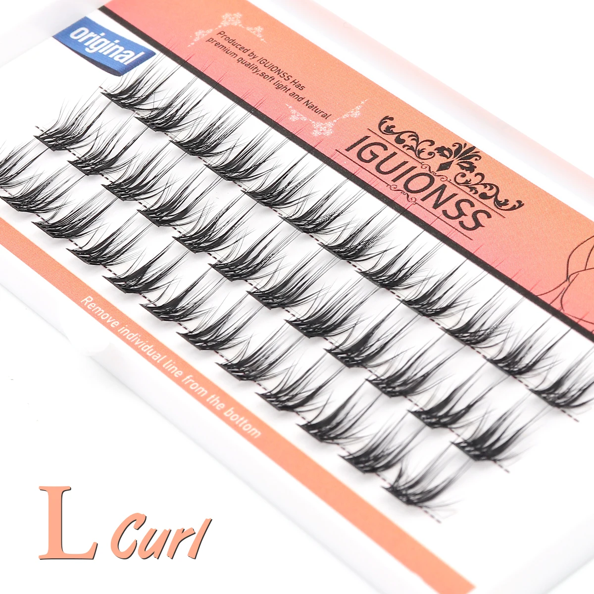 IGUIONSS Fake Eyelash IG2350 L Curved Three Rows Fake Eyelash Natural Novice DIY10-14MM