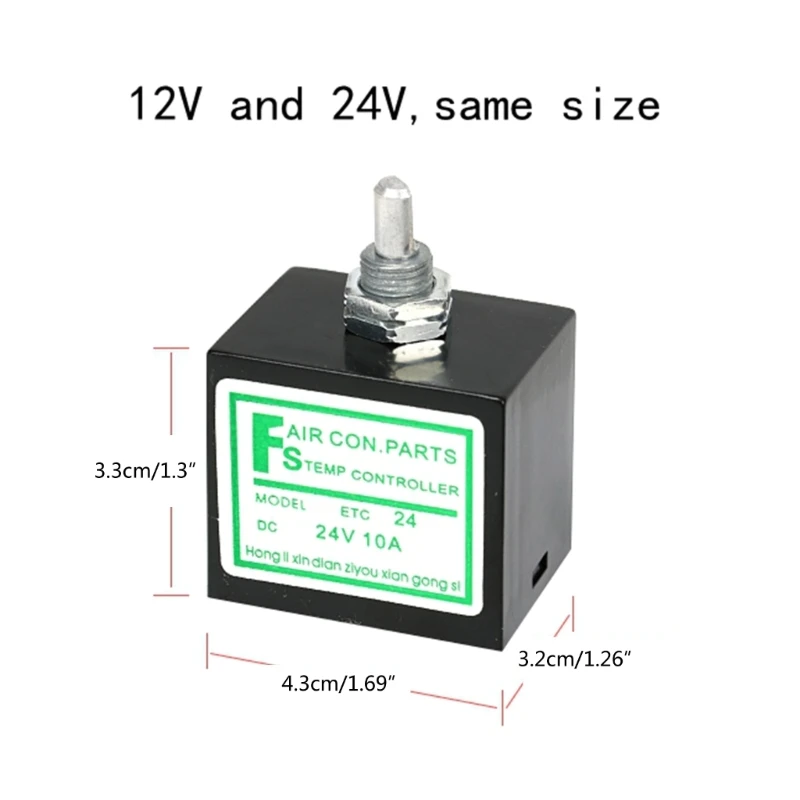 Interruttore rotante temperatura termostato con sensore DC12V / 24V Controllo elettronico della temperatura per condizionatore d'aria automatico A/C