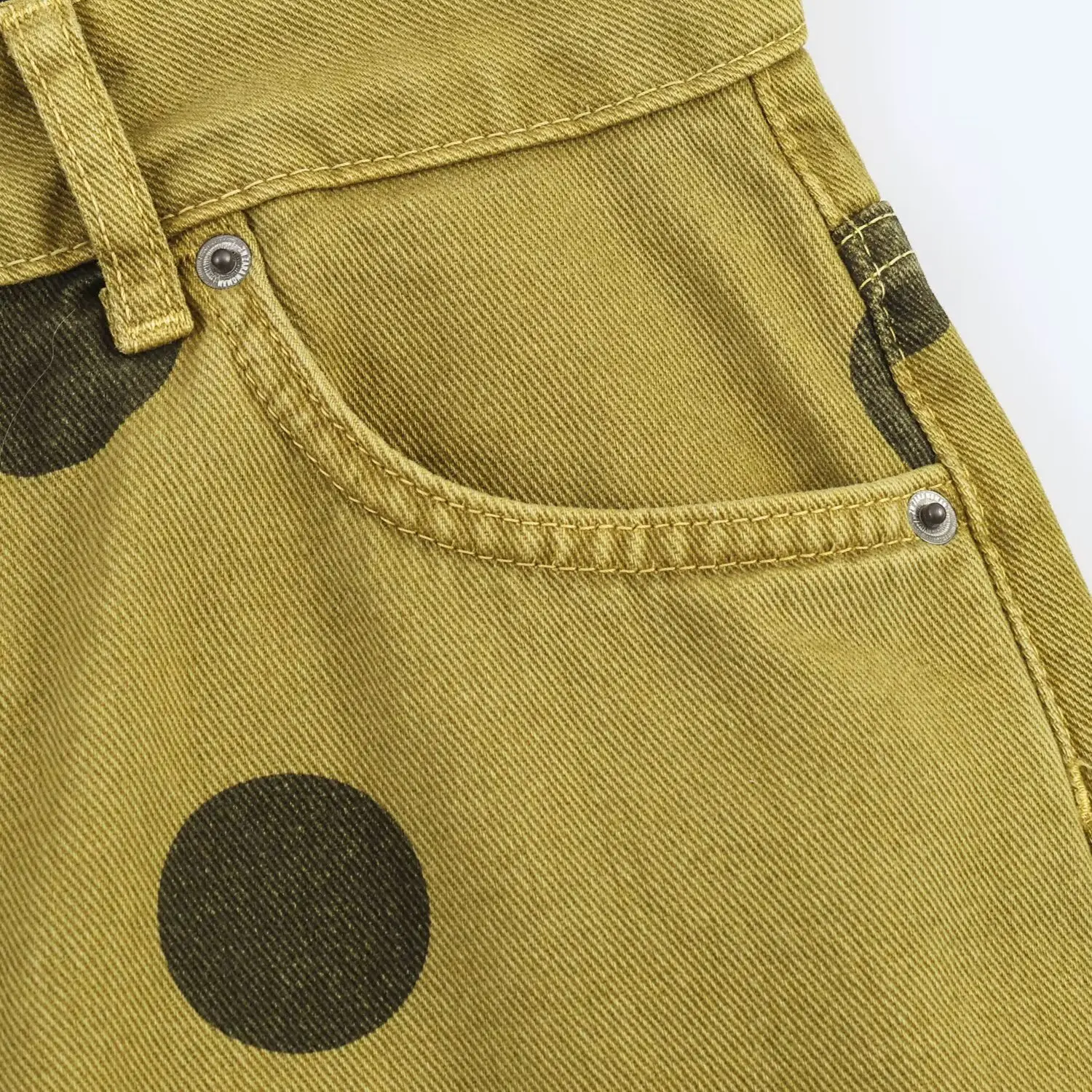 TFMLN Neue Damen Barrel-Jeans mit Punktmuster, lockere Denim-Hose, Sommermode, lässige Reißverschluss-Hose, Vintage Wide-Leg-Hose für Damen – Detail 5