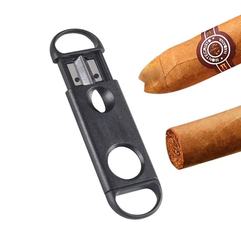 

Cigar Cutter ABS Case Stainless Steel V Shape Sharp Blade Cigarro Knife Hole Opener Smoke Cigarrera Accessories Dual Use