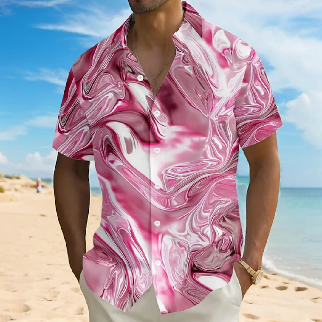 Men's Hawaiian Shirt Button Short Sleeve Top Summer Vacation Beachwear 3D Colorful Print Fashion Men's Clothing Casual Shirt