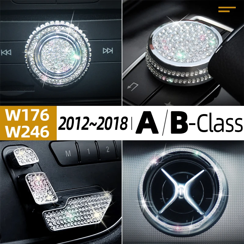 

Crystal Diamond Interior Trim For Mercedes A-Class W176 A200 B-Class W246 B200 2012-2018 Compact Luxury Bling Accessories
