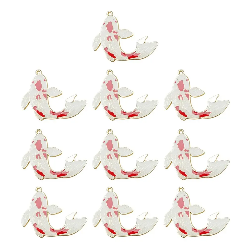 

10Pcs Carp Pendant Alloy Jewelry Accessories Red Drip Oil DIY Jewelry Making Supplies for Necklace Bracelet Earring
