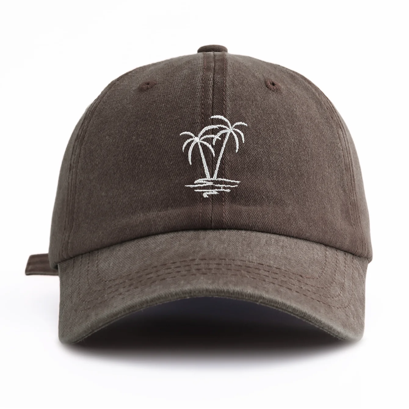 Boné de beisebol lavado bordado Coconuttree para adultos, estilo retrô minimalista casual macio ajustável chapéu de pai, perfeito como presente, 1 peça