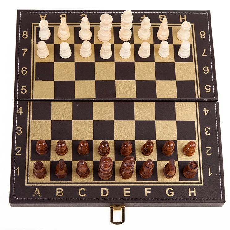 

Factory Price 34x34cm Chess Games Set Leather International Folding Board Sample Factory 3 in 1 Other Game Accessories