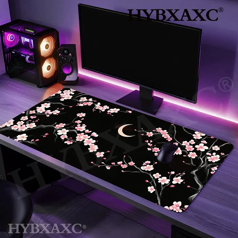 

HYBXAXC Japanese style Gaming Mouse Pad Pink Sakura Mousepads Black White Large Art Mousepas New Office Laptop Gamer Rugs