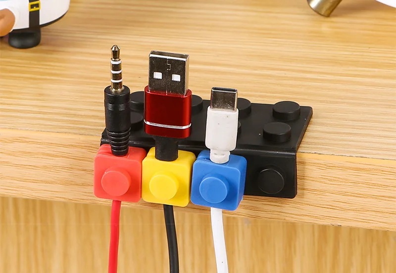 Baustein-förmiger Kabelorganizer Desktop-Kabelhalter USB-Kabelorganizer Selbstklebender Halter Frei Zusammenstellbarer Kabelorganizer – Detail 6