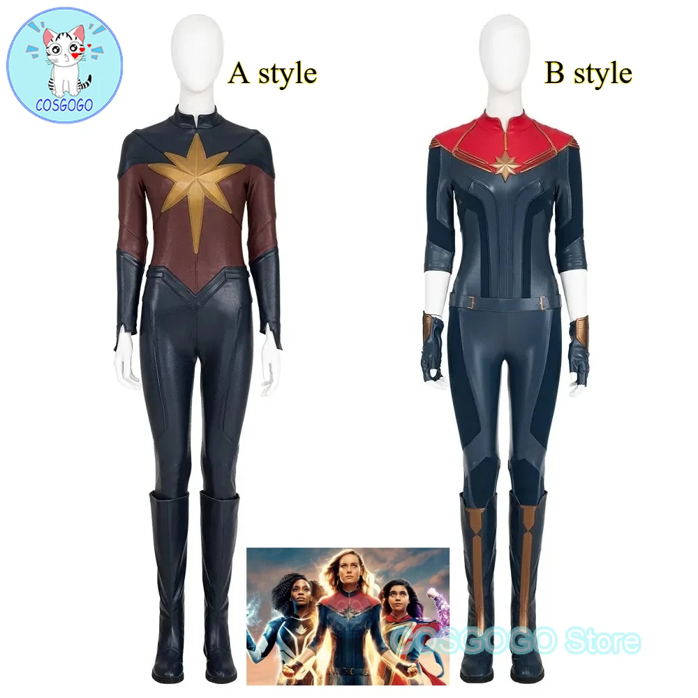 

COSGOGO [Customized] Sexy Woman Costumes Disguise Carol Cosplay Costume Leather Bodysuit Halloween Comic Con Outfit Women
