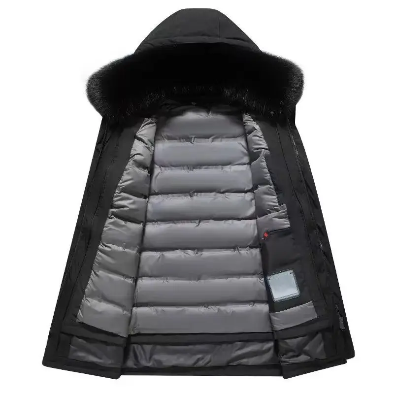 الفاخرة عالية الجودة الرجال منتصف طول أسفل سترة سترة معطف الشتاء رشاقته الدافئة الأبيض بطة أسفل حجم كبير أسفل سترة الرجال الاتجاه