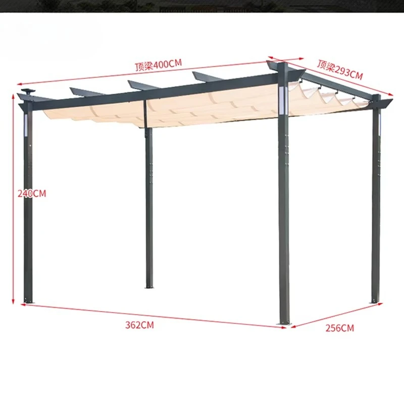 Aluminum Outdoor Retractable Canopy Grapevine Pergola Pool Garden Terrace Terrace with Light Emitting Diode