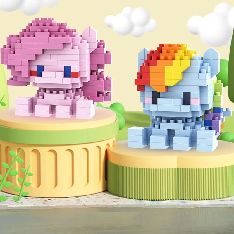Blocs de construction en particules de 6cm de hauteur, jouets d'assemblage, mini ornements de bureau, décoration de chambre, Halloween, noël, dessin animé, kawaii