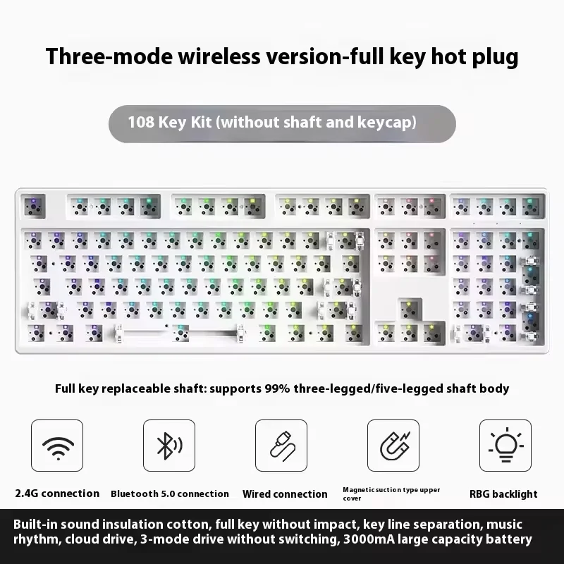 

Noppoo F108 Wireless Keyboard Kit Three Mode Rgb Hot Swap Gaming Mechanical Keyboard Customized Office Pc Gamer Accessories Gift