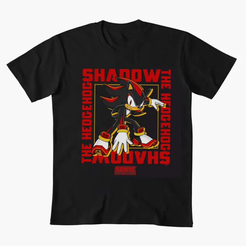

Text Frame Sonic Shadow The Hedgehog Character Anmie Graphic T-Shirt Y2K clothes Cartoon print Short Sleeve tee All size tops