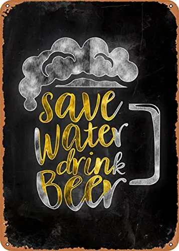 Save Water Drink Beer Vintage Look Metal Sign Patent Art Prints Retro Gift