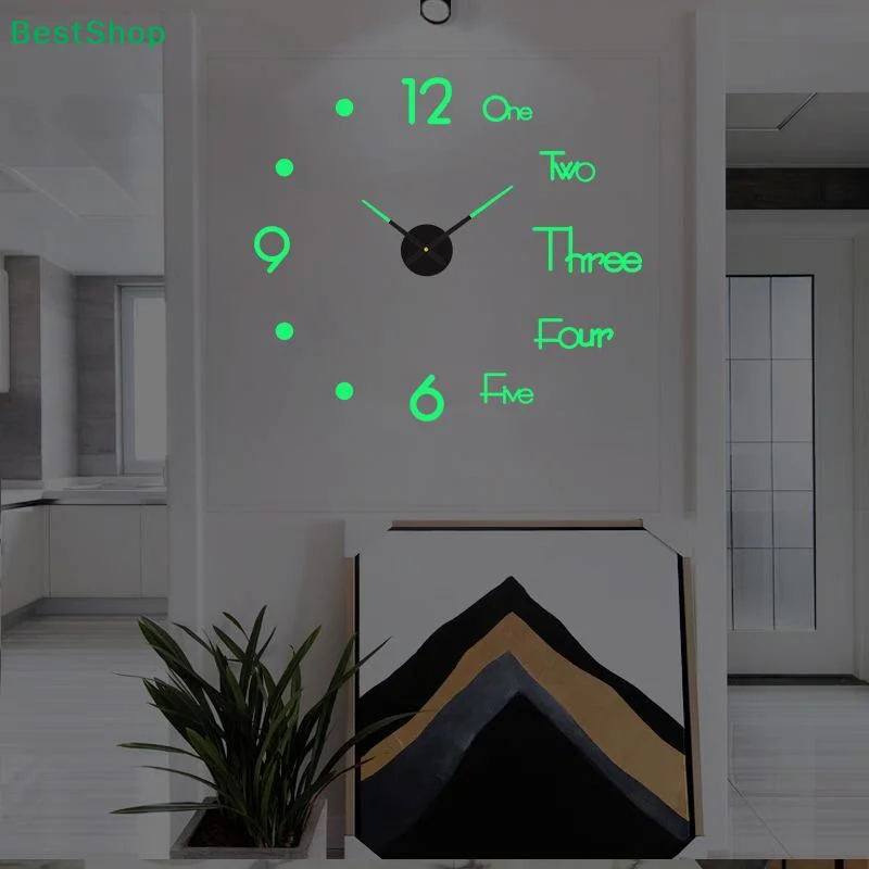 〔G〕Luminous DIY Wall Clock Glow In The Dark Silent Non Ticking Perfect For Home Office Wall Decor