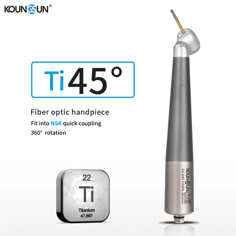 

Fit NSK Coupling 45 Degree Titanium Dental Unit Air Rotor Inner Water Spray High Speed Optic Fiber Handpiece