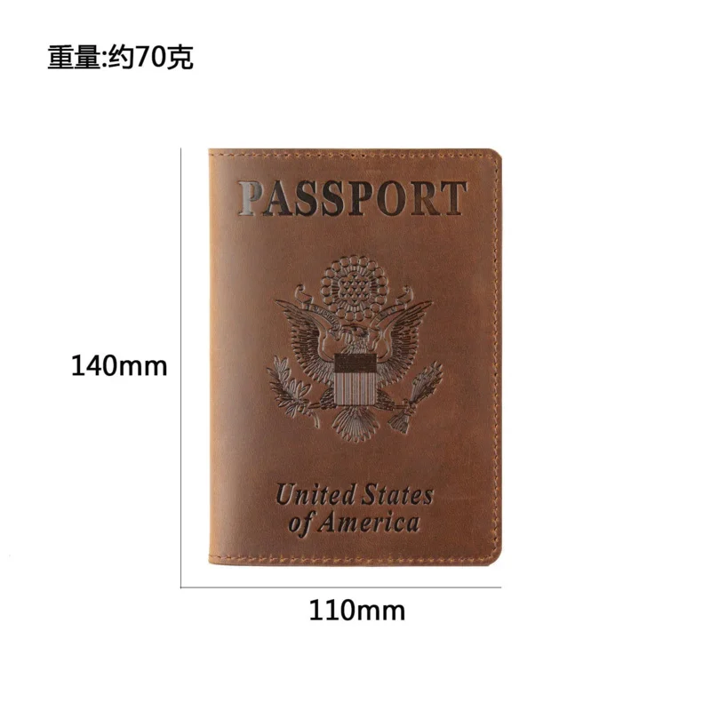 Genuine leather passport cover for United States of America solid credit card holder business passport case unisex travel wallet