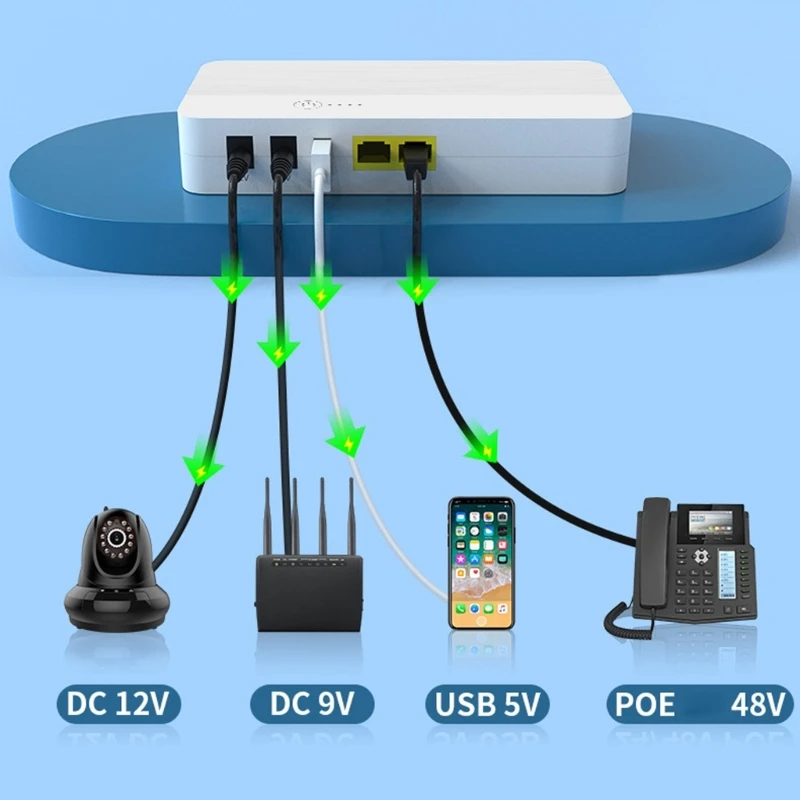 Universal UPS Backup 8000mAh POE 48V 5V 9V 12V 5.5x5.5mm UPS Uninterrupted Power Supply Backup UPS for Router Camera