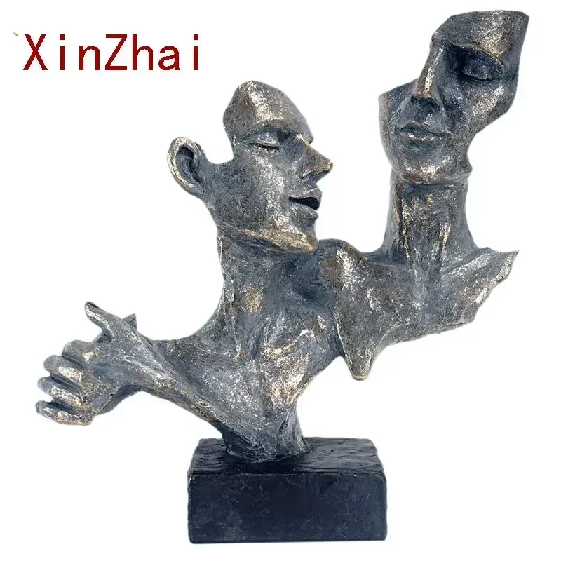 

VILEAD Resin Abstract Couple Statue Vintage Romantic Lovers Figurines Living Room Decoration Nordic Home Decor Desk Accessories