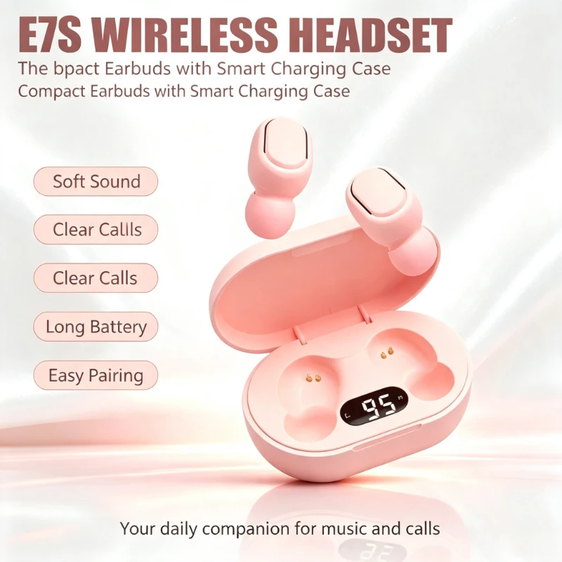 Wireless Bluetooth E7S TWS Earphones HiFi Stereo Noise Cancelling Mini Sport Earbuds Headset with Mic Fit All Smartphones