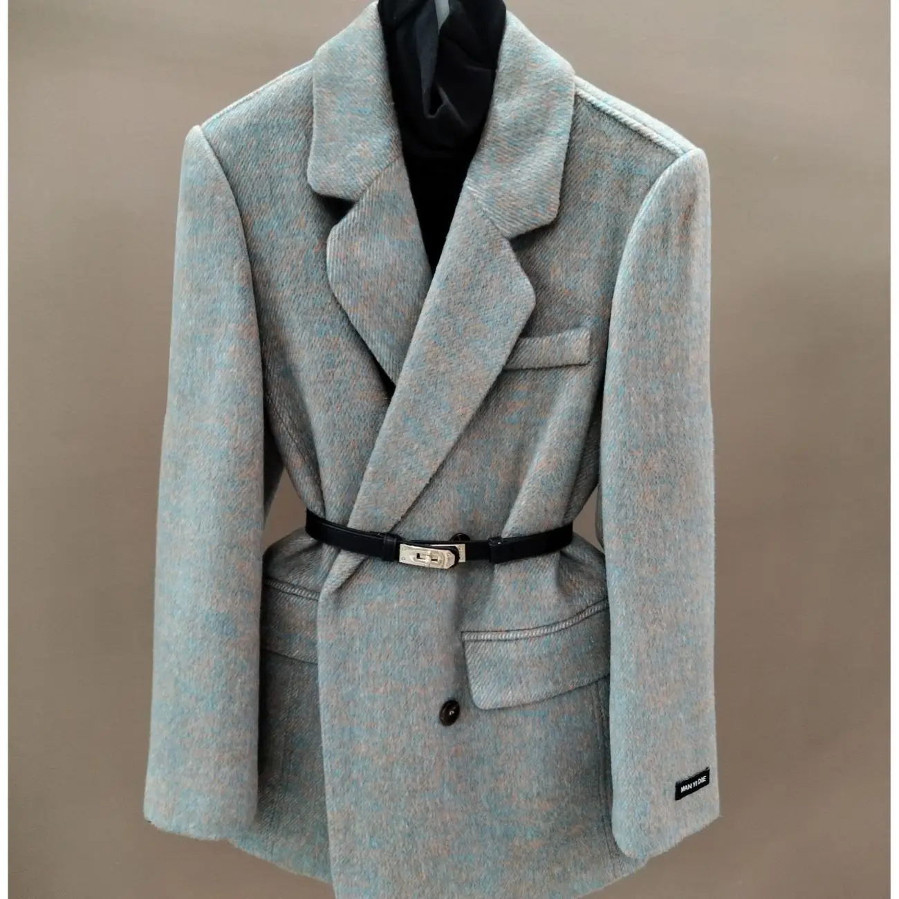 Plus Size 4XL High Quality Coffee colored Suit Jacket For Women Spring Outwear Fashion Simple Wool Coat Autumn Blazer With Belt
