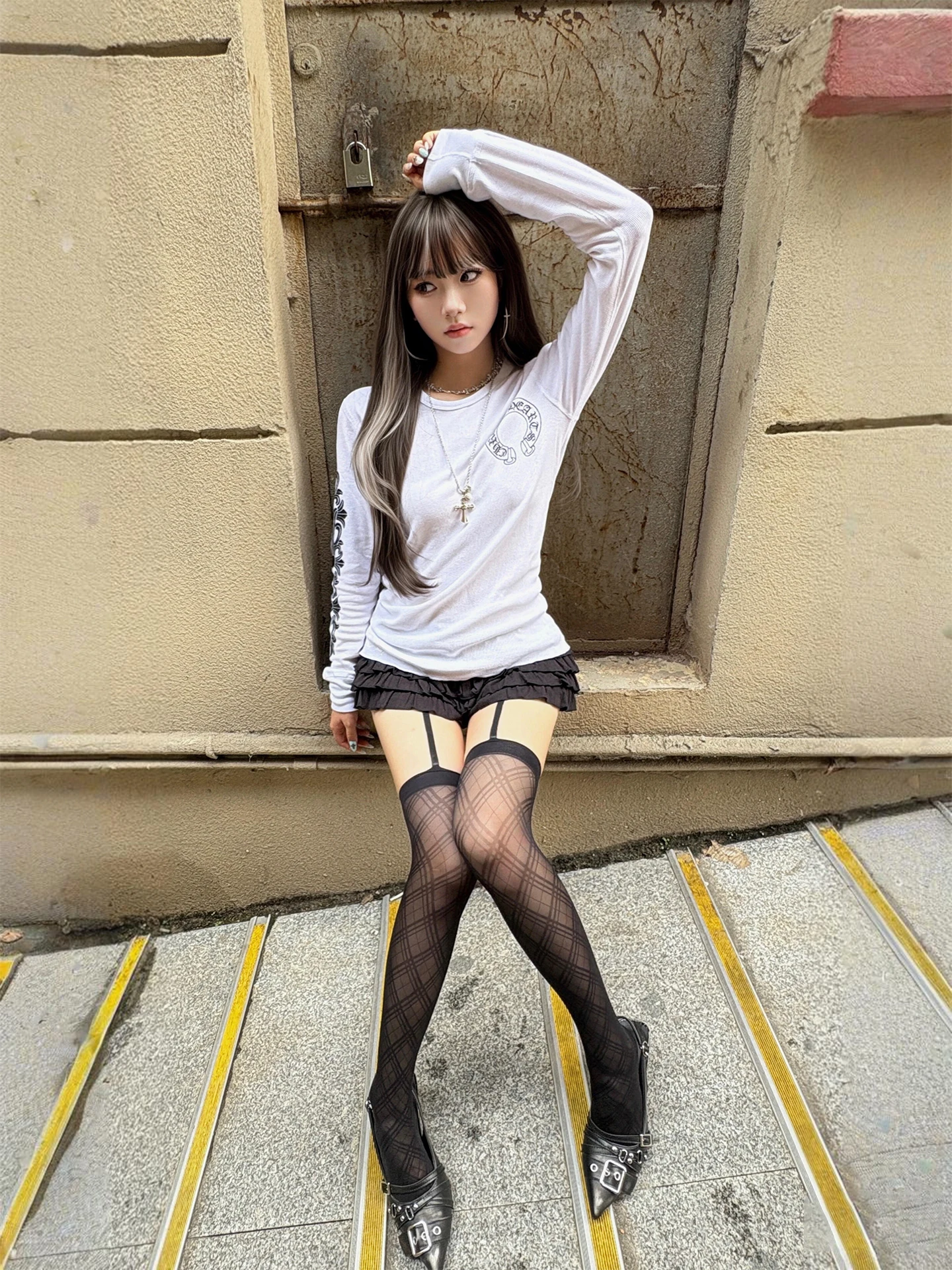 

Модный женский топ Street Sle Long Sve T-irt с принтом на плечах, облегающий, повседневный, весенний, новый, трендовый, для стильных девушек