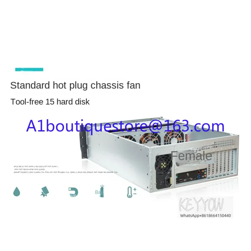 

4U chassis server, extended by 650mm, supports server motherboard with 15 redundant power supplies for hard drives