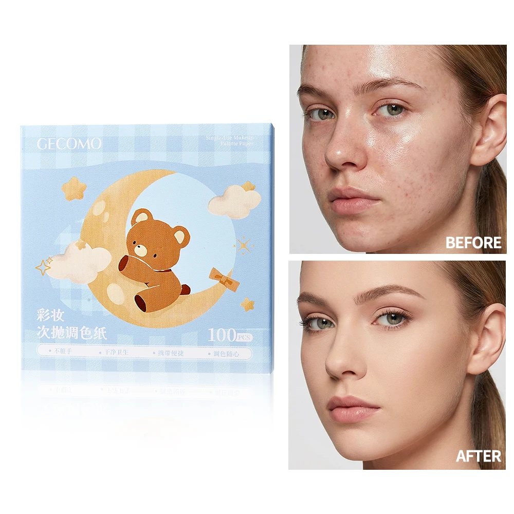 Papier de maquillage GECOMO à changement de couleur pour la seconde utilisation, outils de maquillage jetables non lavables pour fond de teint liquide et palette de couleurs pour ongles