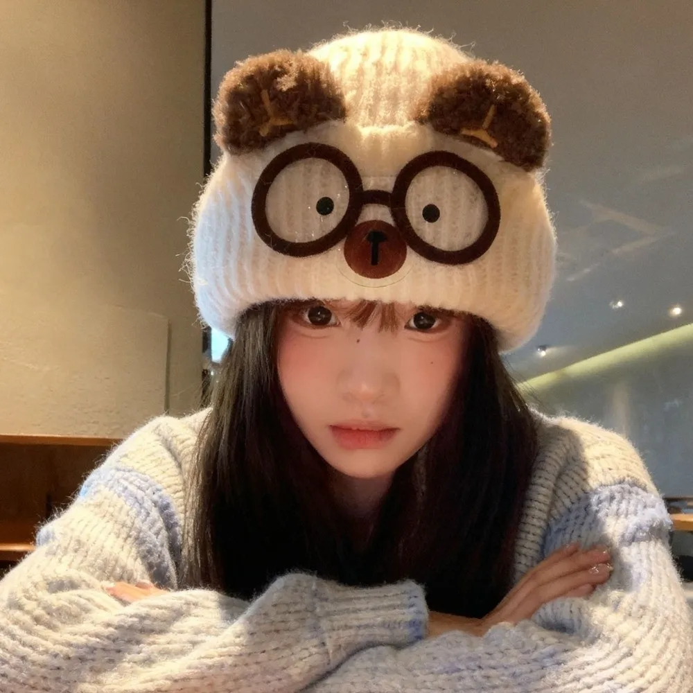 New Cute Cat Ear Knit Hat Warm Material Face-enhancing Warm Winter Hat Ear-protecting Knit Beanie Gift