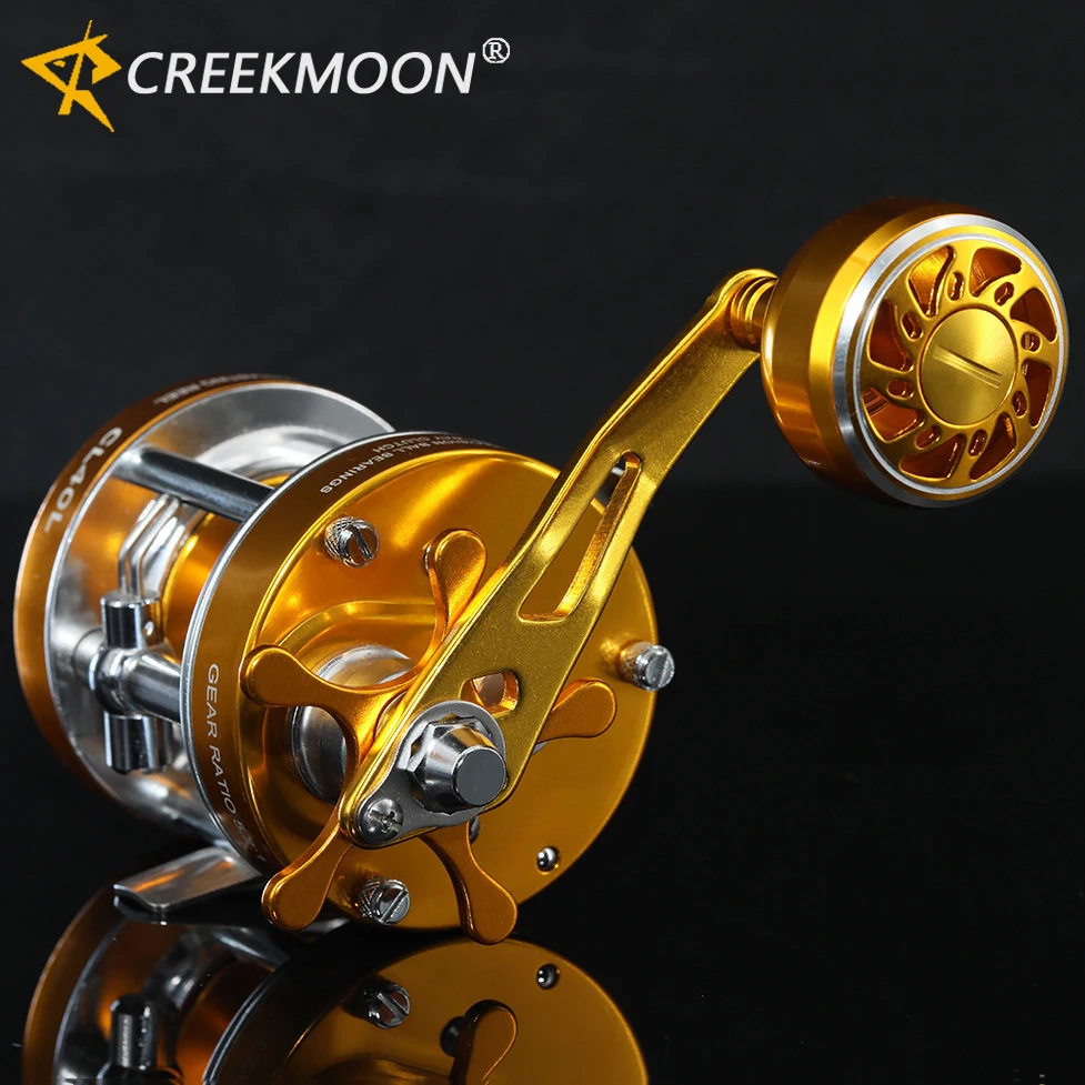 Vollmetall-Trolling-Angelrollen mit Doppelbremssystem 2+1BB für Jigging, Meeres- und Karpfenangeln, Baitcasting-Rolle mit Griff für Salzwasser