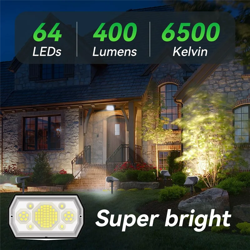 ABBO-Outdoor Waterproof Solar Spot Lights 2 In 1 Solar Powered Landscape For Outside Yard Garden Tree Lawn Pathway Cold Light