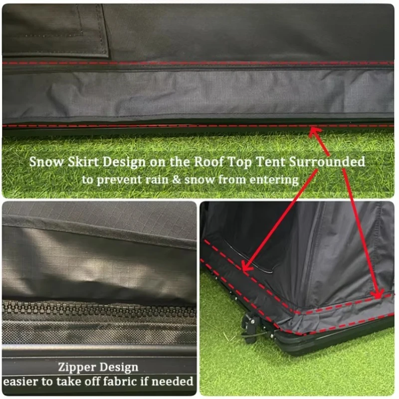 Inner  2-3 Person Triangle Roof Tent Hardshell Aluminum Car Roof Top Tent with Roof Rack for Solar Power Panel