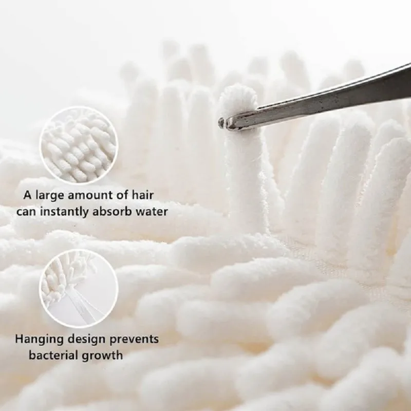 Chenille Hand Towels Kitchen Bathroom Hand Towel Ball with Hanging Loops Quick Dry Soft Absorbent Microfiber Towels