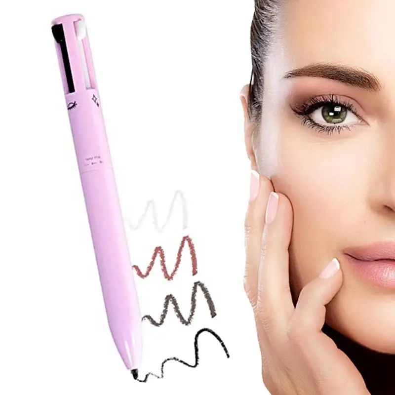 Multifunktion aler 4-in-1-Kosmetik-Kugelschreiber Augenbrauen stift mit wasserdichtem und langlebigem 4-Kern-Make-up-Tool