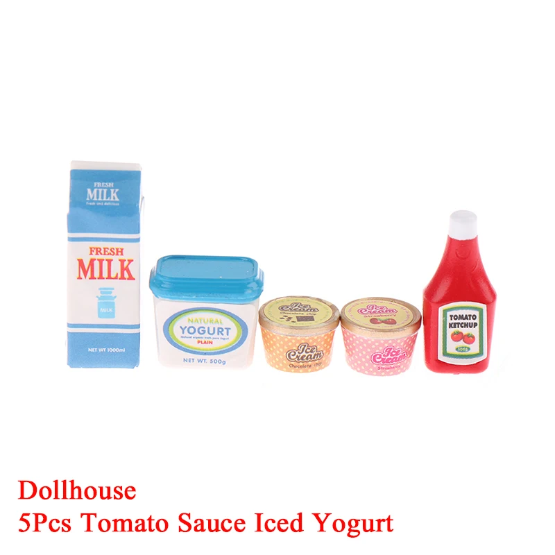 

5Pcs/Set Dollhouse Tomato Sauce Iced Yogurt Miniature Food Toy Model Toy