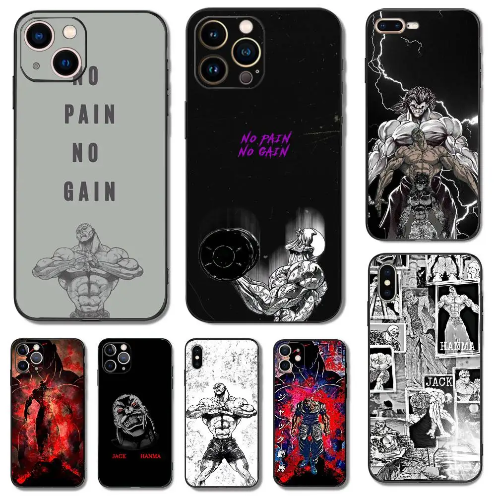 

Jack hanma Phone Case For iPhone 16,15,14,13,12,11,Pro,X,XS,Max,XR,Plus,Mini Soft Silicone Black Shockproof TPU